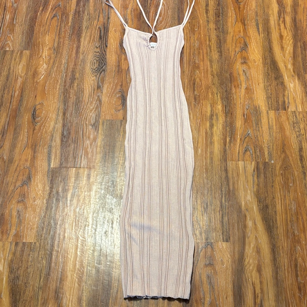 Weekend Stories Cream and Tan Maxi Dress